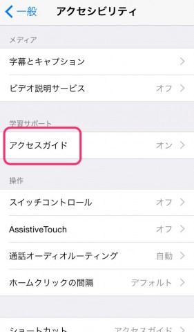 iOS 8 アクセスガイドの設定4